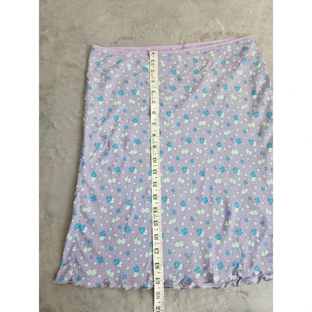 NEW Free People Skirt Womens 4 Purple Floral Knee Ruffle A-Line Ruffle